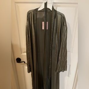 NWT Savage X Fenty sheer full length green platinum robe with belt